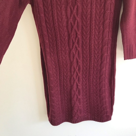 Pink Rose | Maroon Cable Knit Sweater Dress - Picture 4 of 6